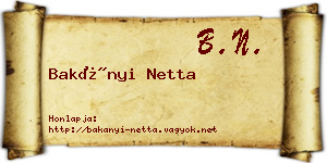 Bakányi Netta névjegykártya